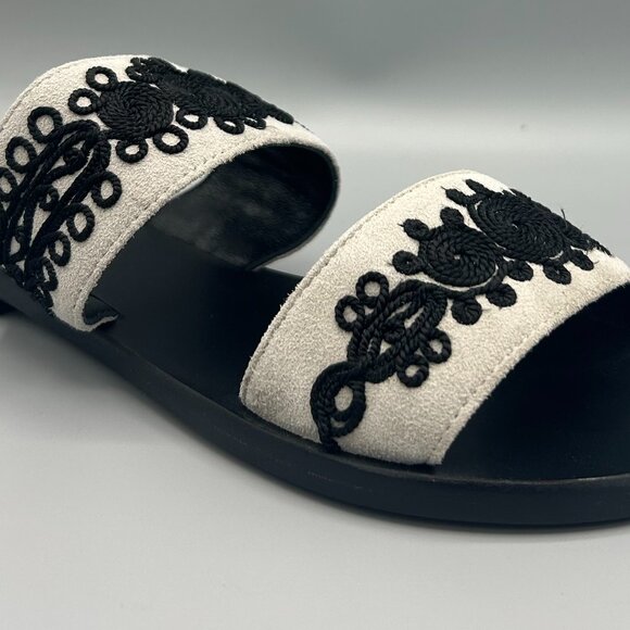 Grey Embroidered Leather Sandals - Picture 4 of 4